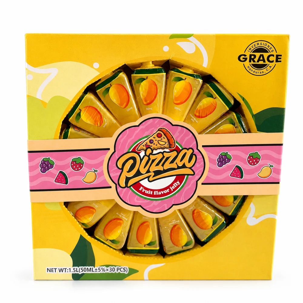 Pizza Fruit Jelly – Display de 30 unidades · Sabor: Mango