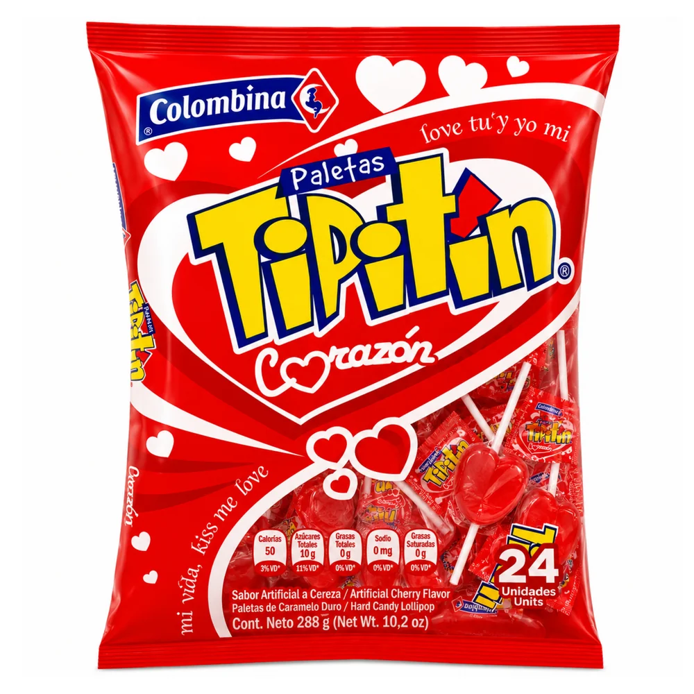 Paleta Tipitin Pequeña – Bolsa de 24 unidades ·  Dos Corazones