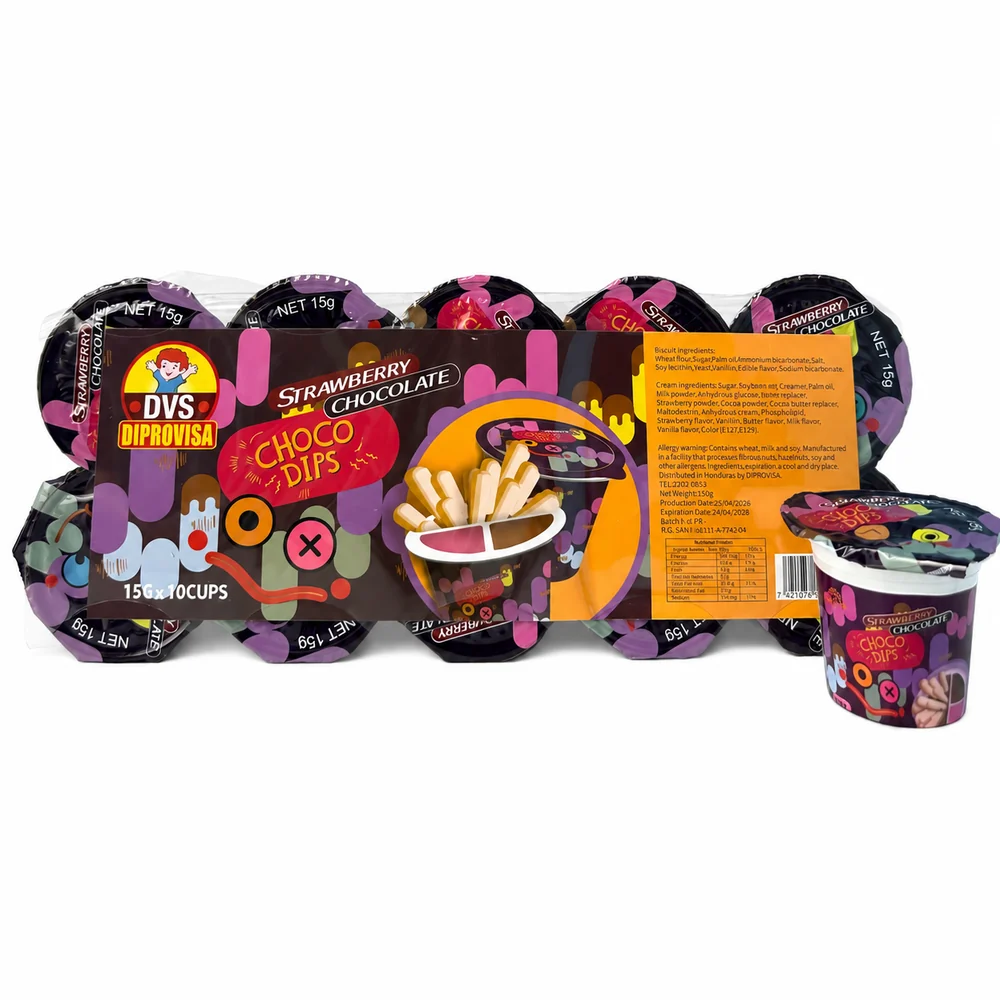 Chocolate Dips DVS – Display de 10 unidades · Sabor: Vainilla