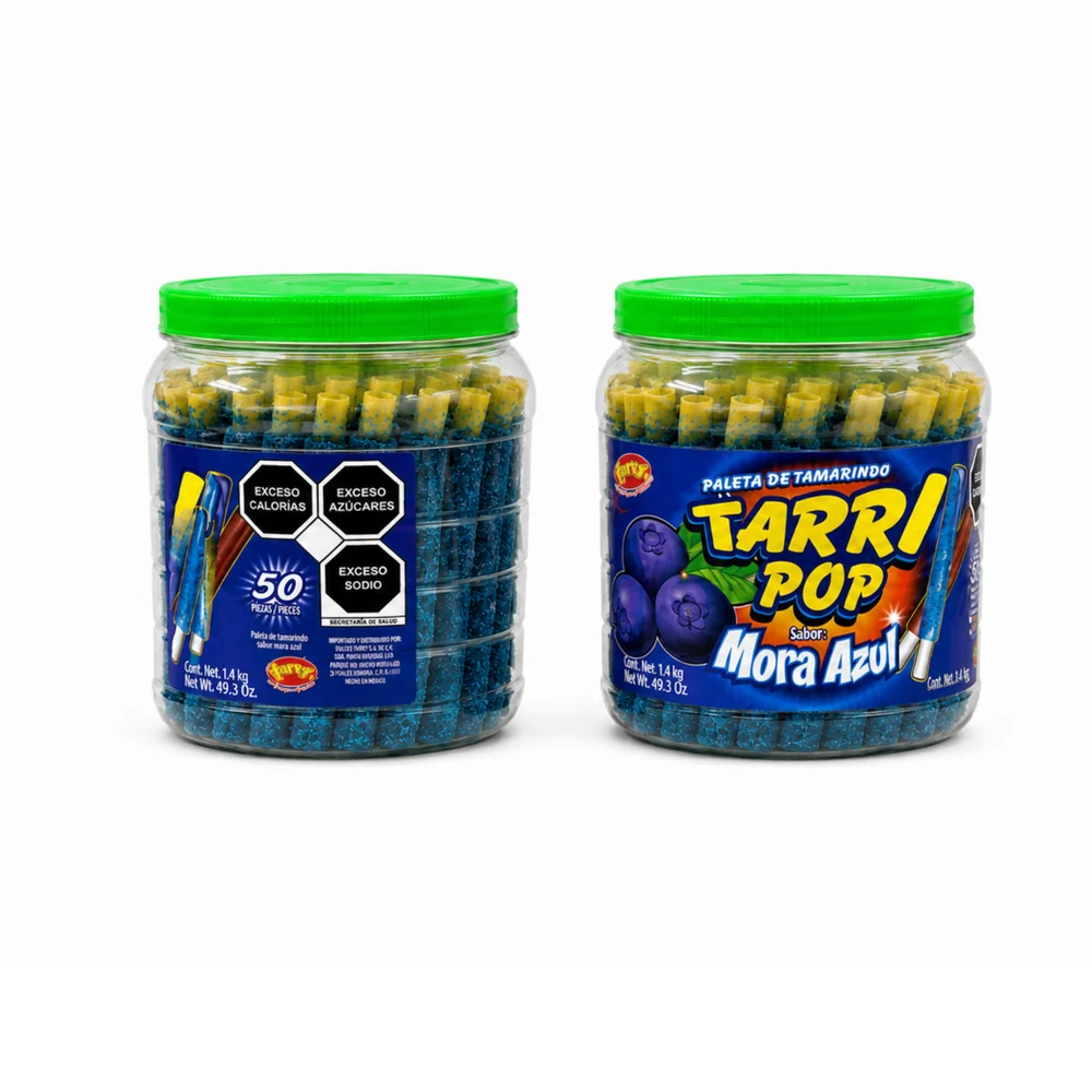 Tarri Pop Mora Azul – Bote de 50 unidades