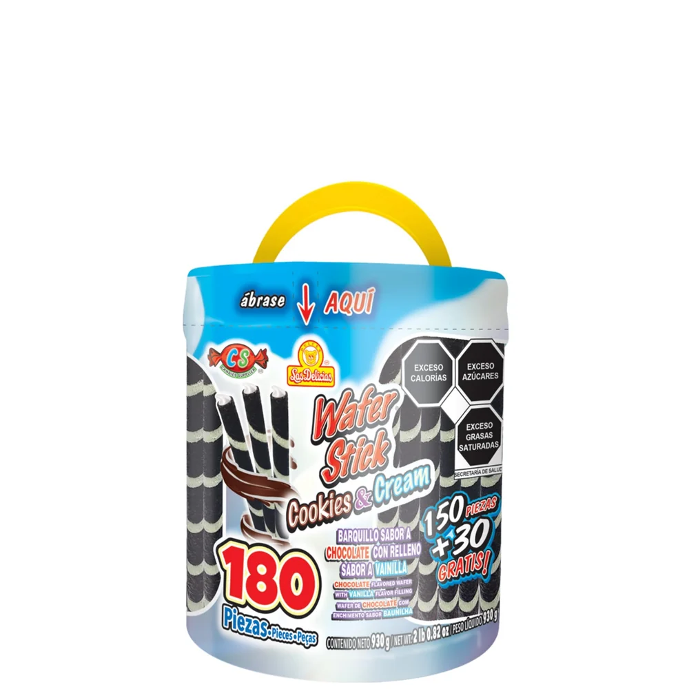 Wafer Stick – Bote de 180 unidades · Tipo: Cookies & cream/Oreo