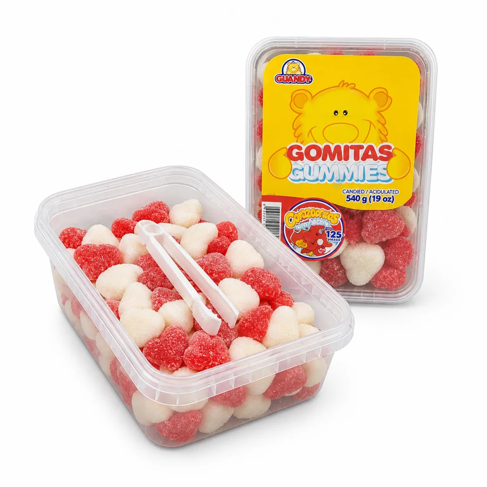 Gomitas Guandy – Bandeja de 125 unidades · Corazones
