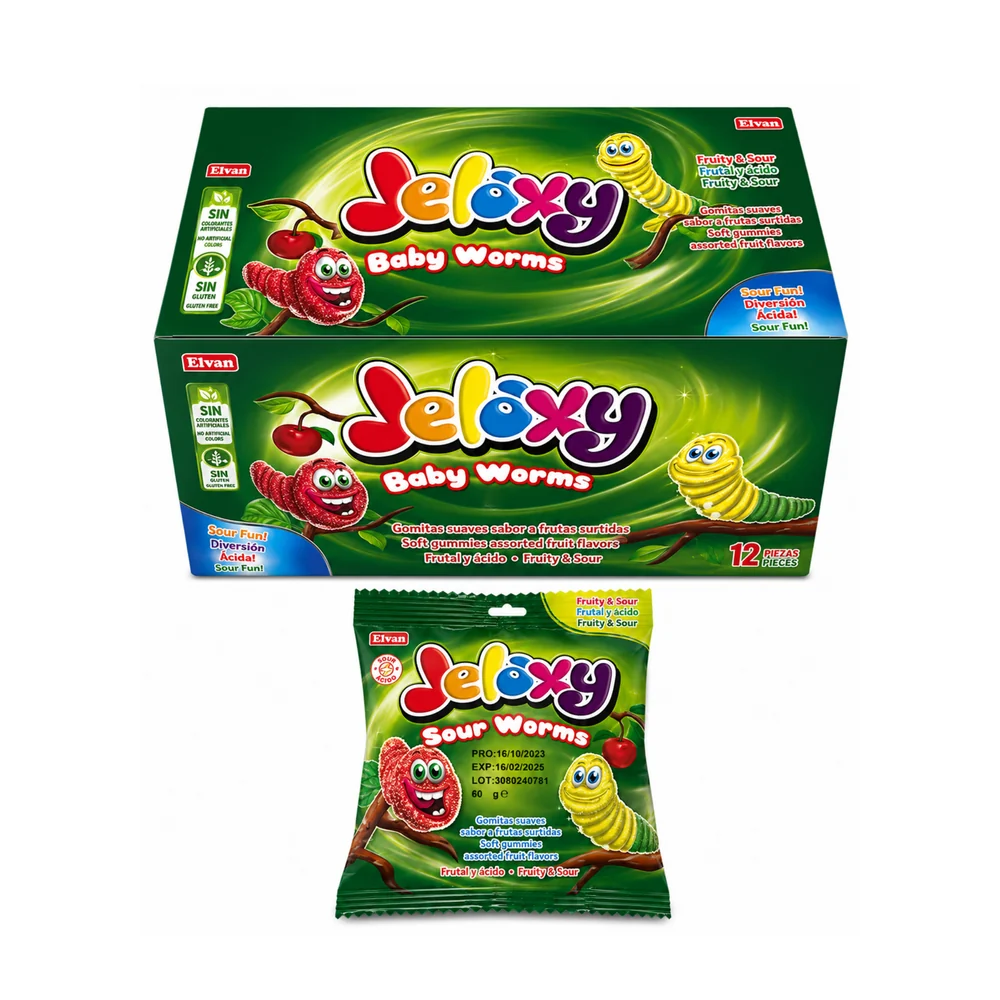 Jelaxy Bolsita – Display de 12  bolsitas Baby worms /bebe gusanos