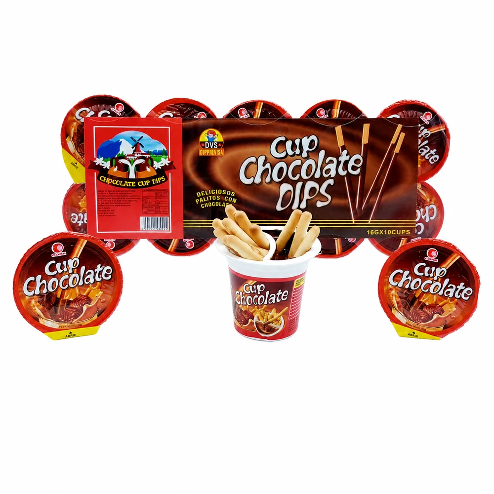 Chocolate Dips DVS – Display de 10 unidades · Sabor: Chocolate