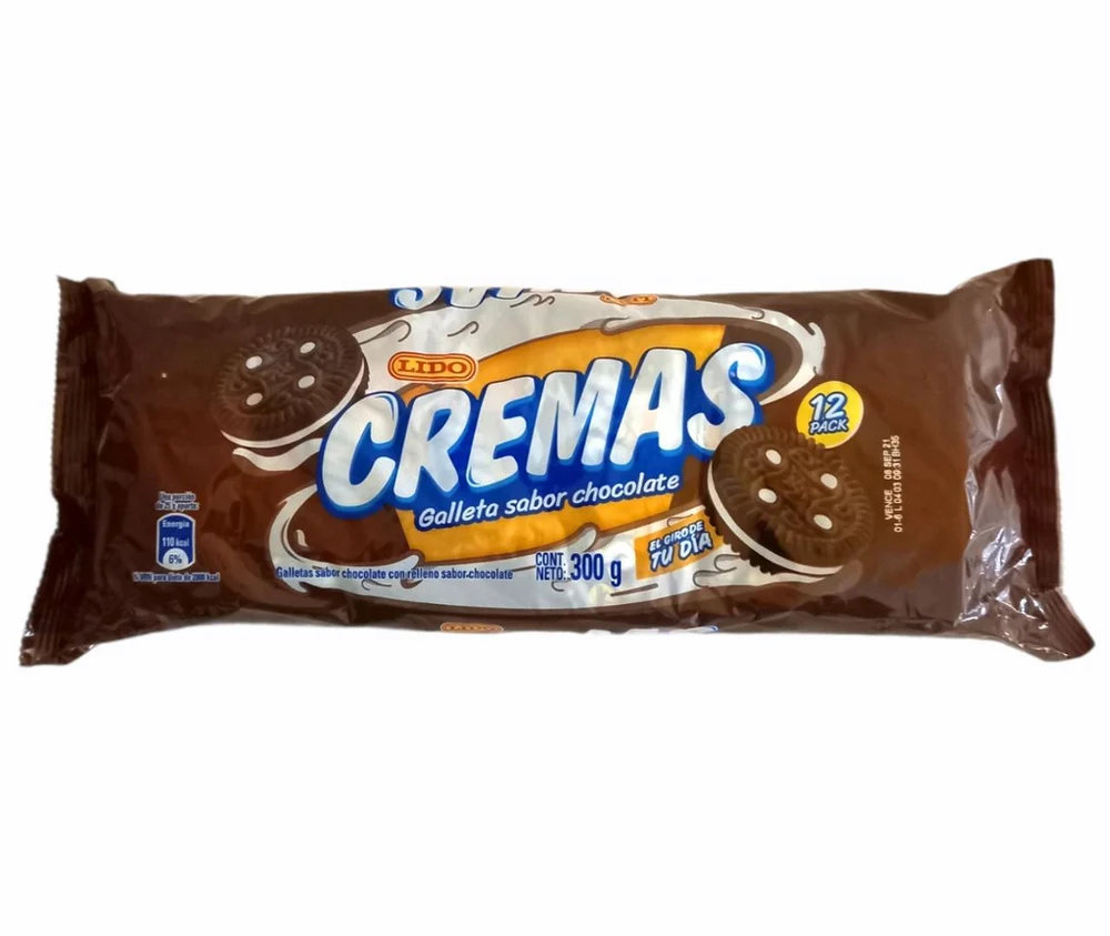 Cremas Lido – Paquete de 12 unidades · Sabor: Chocolate