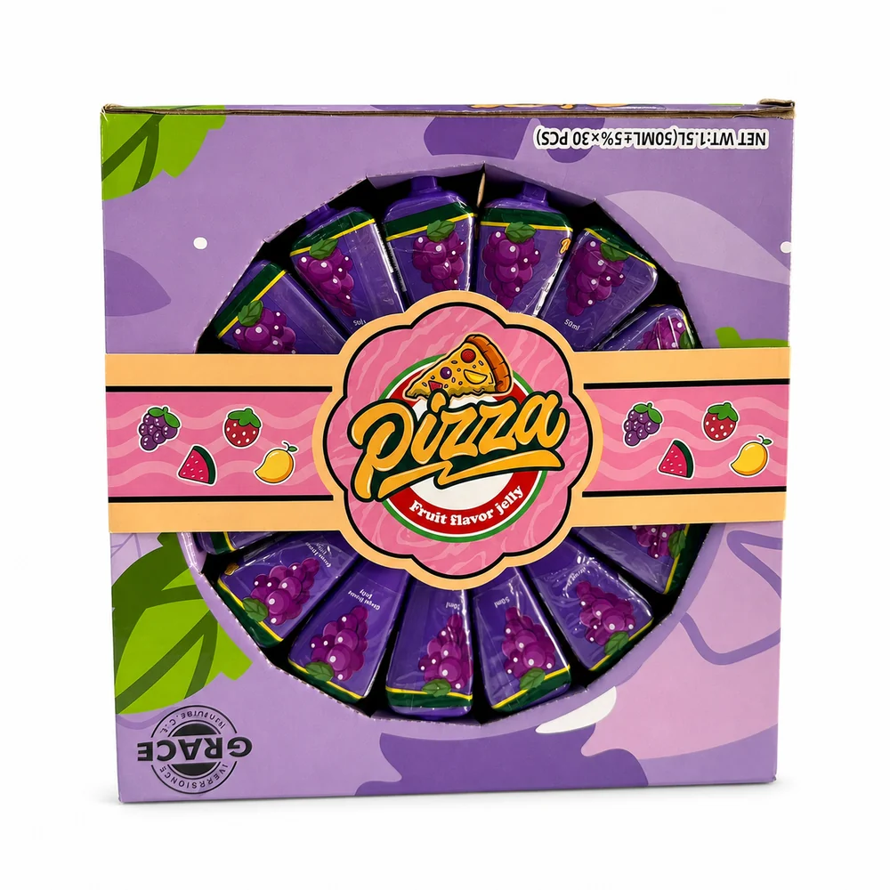 Pizza Fruit Jelly – Display de 30 unidades · Sabor: Uva