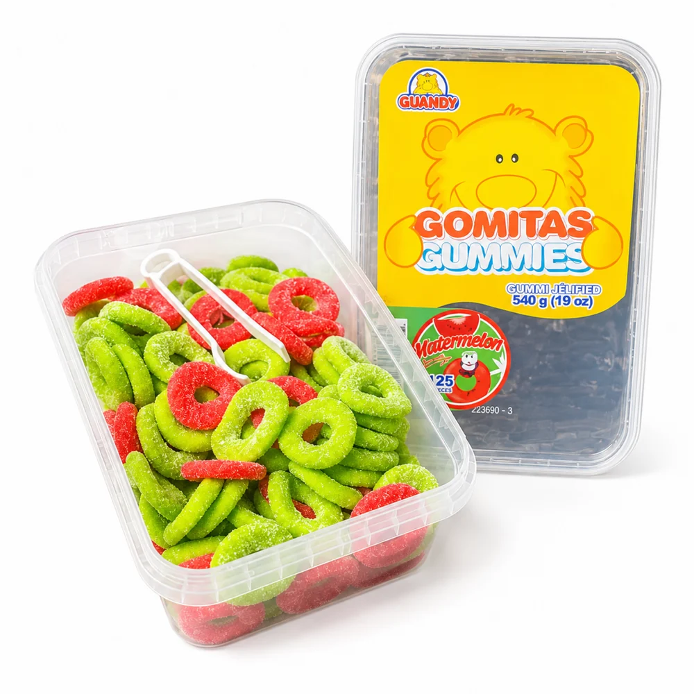 Gomitas Guandy – Bandeja de 125 unidades · Aros de Sandia