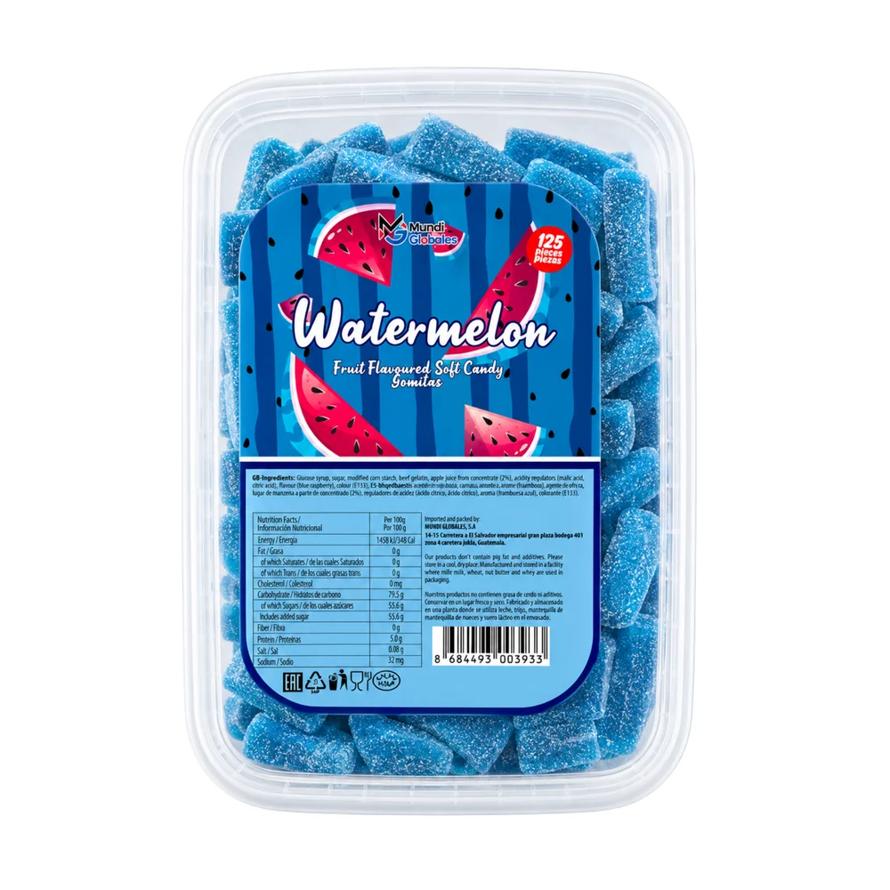 Gomitas Bandeja Mundi Globales ·  Sandia Azul 125 Unidades