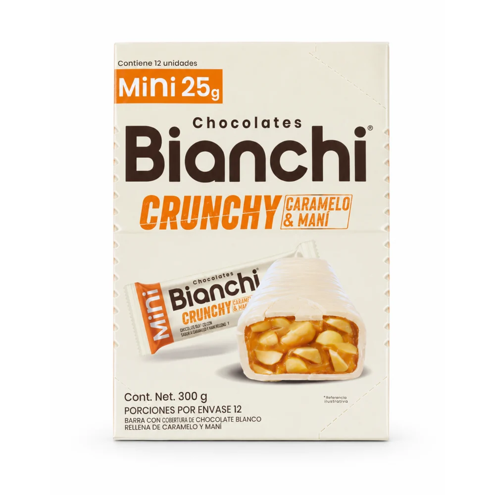Chocolate Bianchi Crunchy – Display de 12 unidades de 25 g