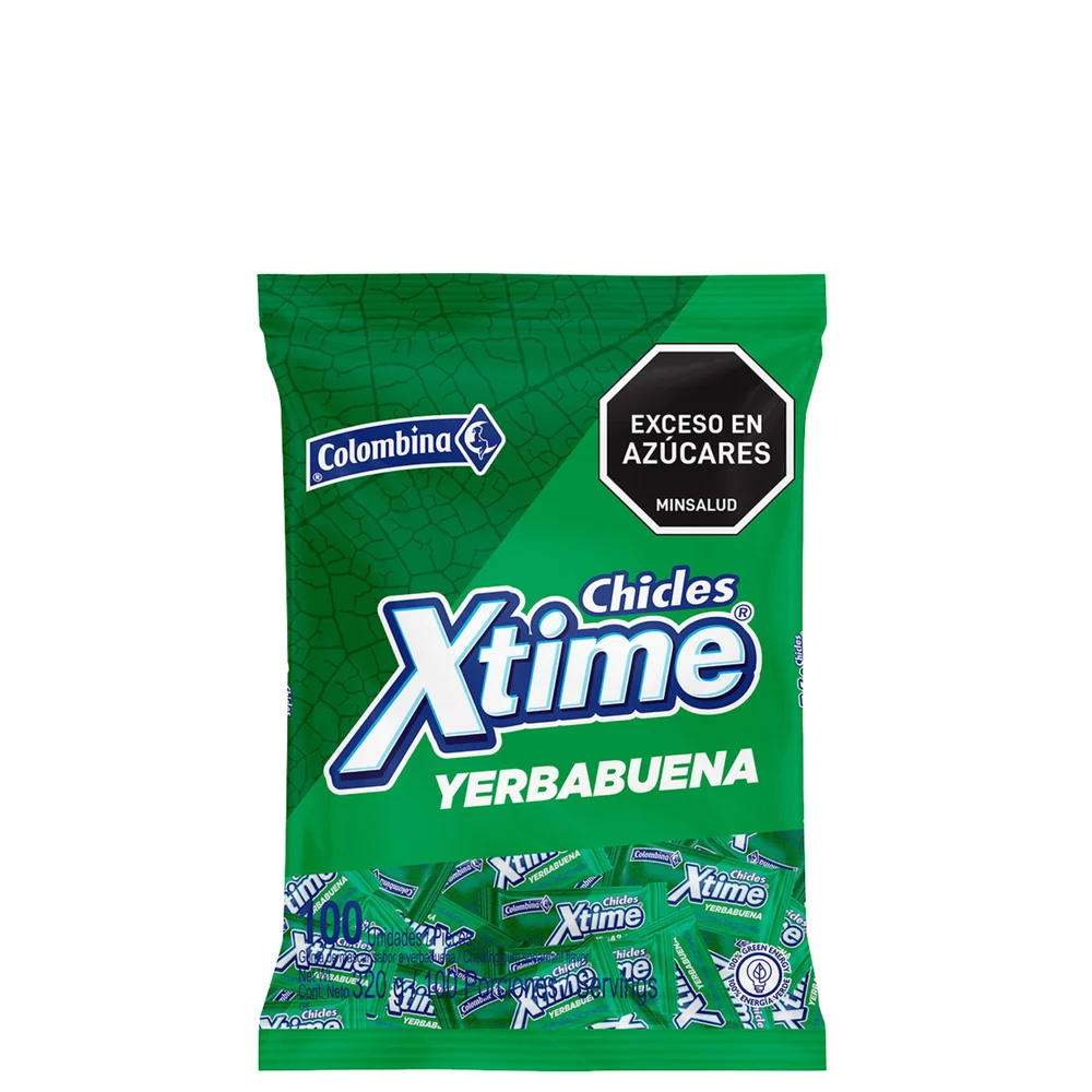 Xtime Gum/chicle – Bolsa de 100 unidades · Tipo: Xtime yerbabuena