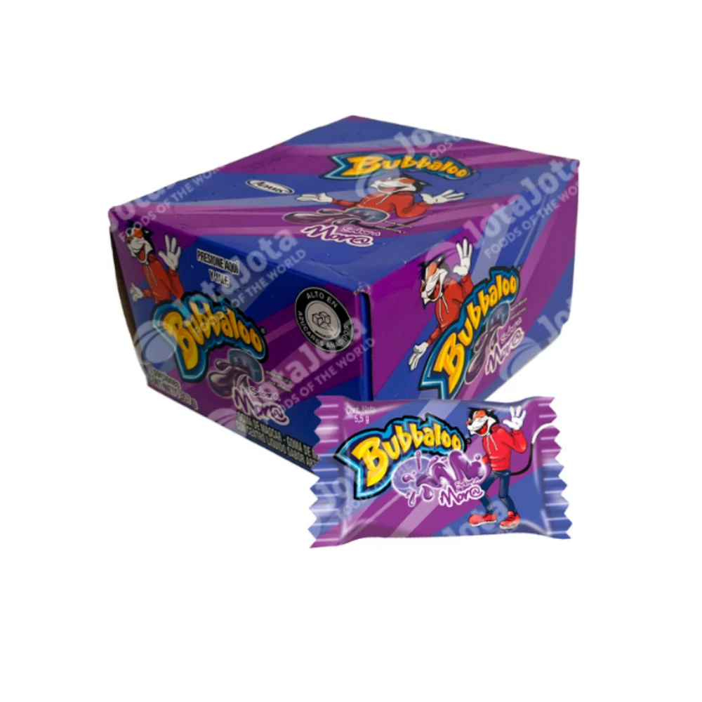 Bubbaloo Extra – Display de 70 unidades · Tipo: Mora/morado