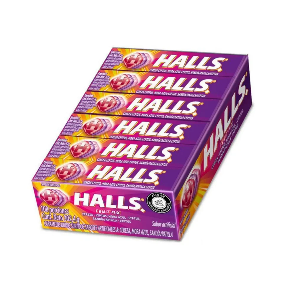 Halls Mentol – Display de 12 unidades · Tipo: Fruta