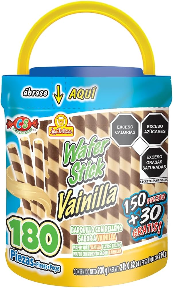Wafer Stick – Bote de 180 unidades · Tipo: Vainilla