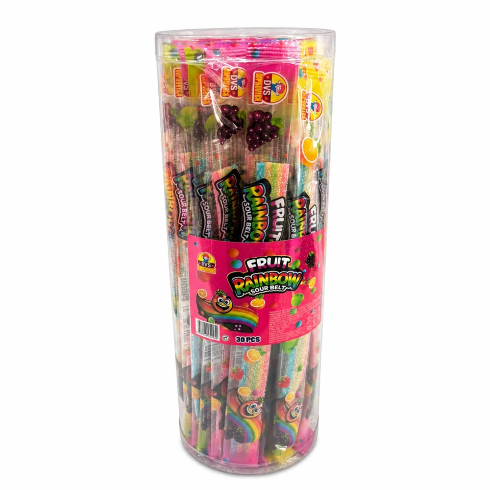 Rainbow Sour Belt Bote DVS 30pcs – Bote de 30 unidades